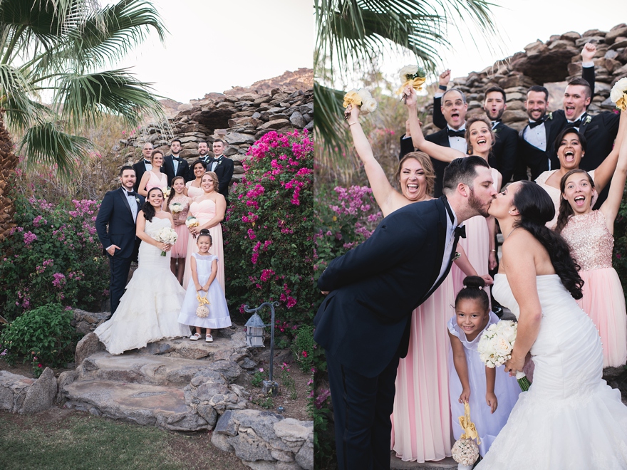 fun wedding party photos, o'donnell house palm springs, palm springs weddings, odonnell house weddings