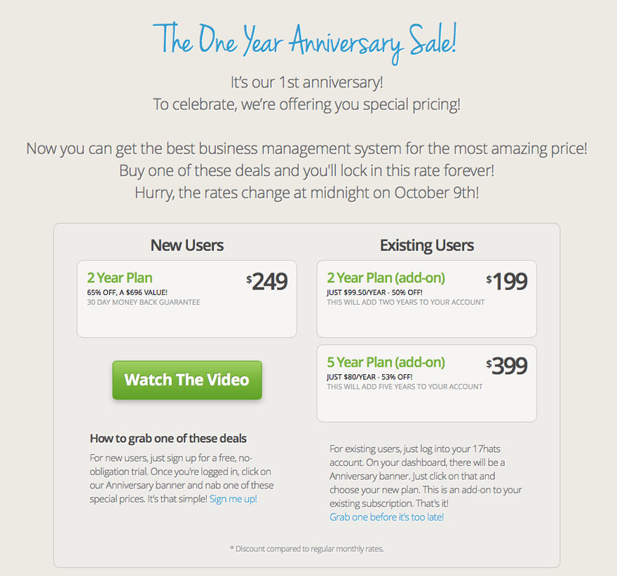 17hats birthday sale