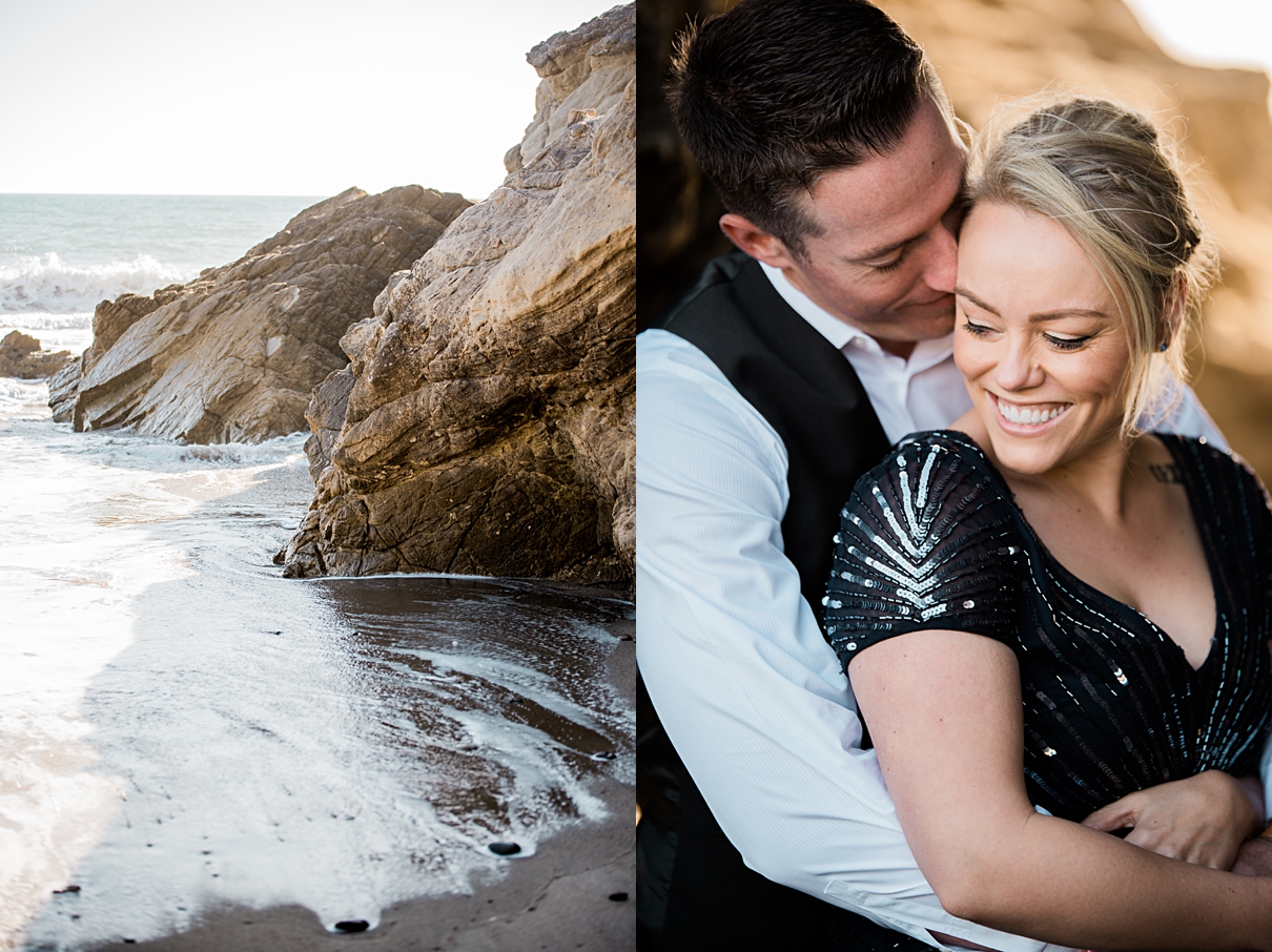 Malibu beach engagement, Leo Carillo photo session, beach engagement photos, California beach engagement session, what to wear for beach engagement session, ball gown beach engagement session