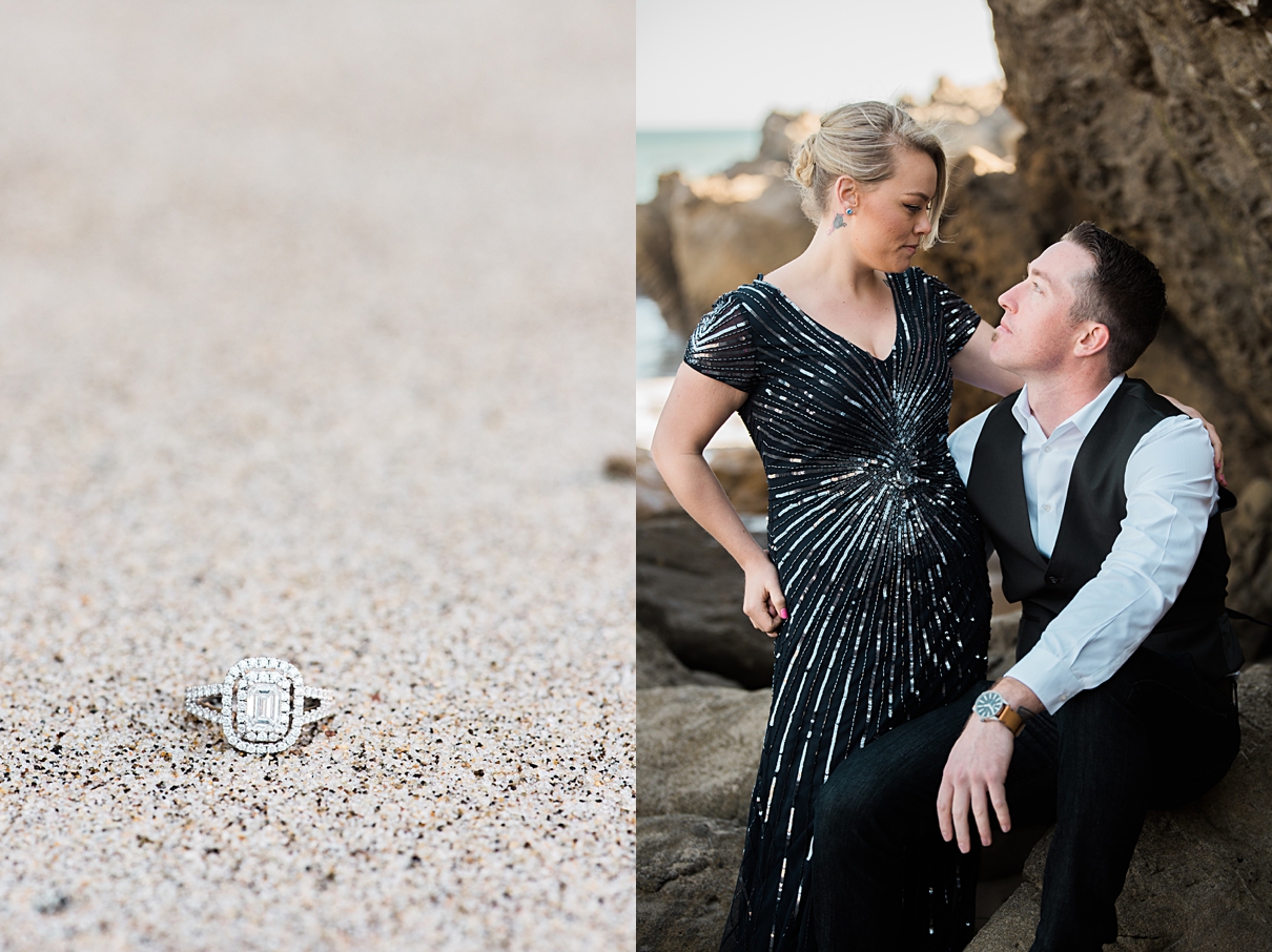 Malibu beach engagement, Leo Carillo photo session, beach engagement photos, California beach engagement session, what to wear for beach engagement session, ball gown beach engagement session