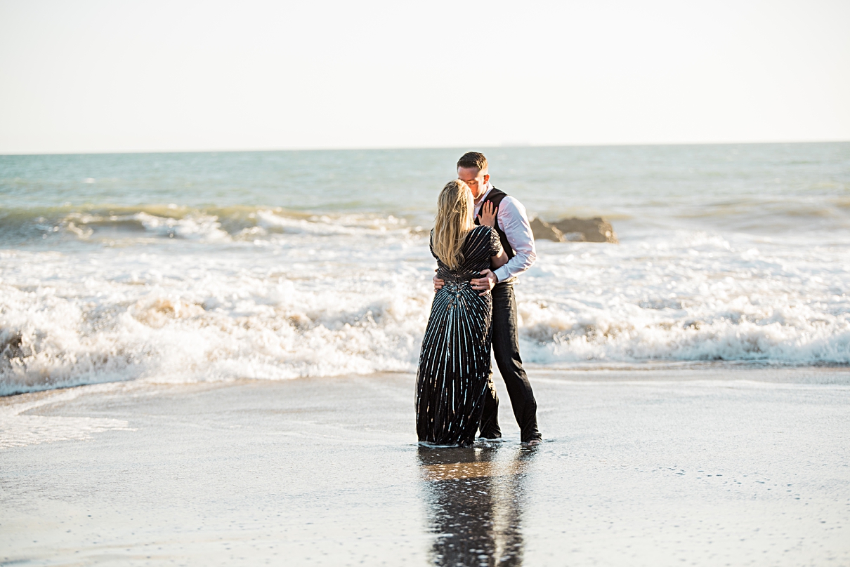 Malibu beach engagement, Leo Carillo photo session, beach engagement photos, California beach engagement session, what to wear for beach engagement session, ball gown beach engagement session