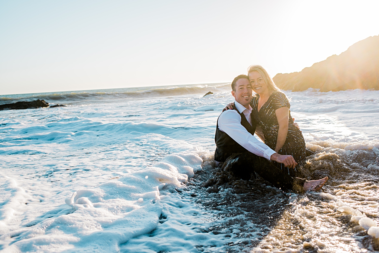 Malibu beach engagement, Leo Carillo photo session, beach engagement photos, California beach engagement session, what to wear for beach engagement session, ball gown beach engagement session