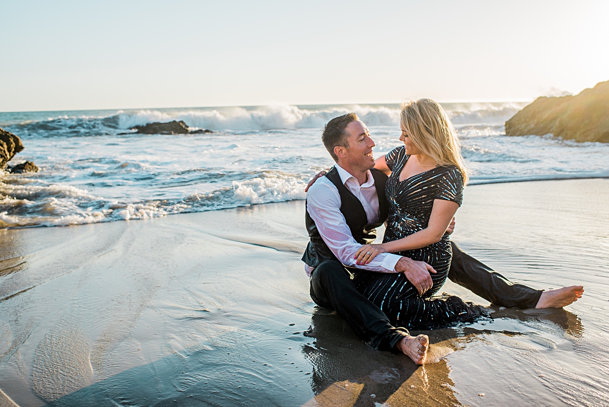 Malibu beach engagement, Leo Carillo photo session, beach engagement photos, California beach engagement session, what to wear for beach engagement session, ball gown beach engagement session