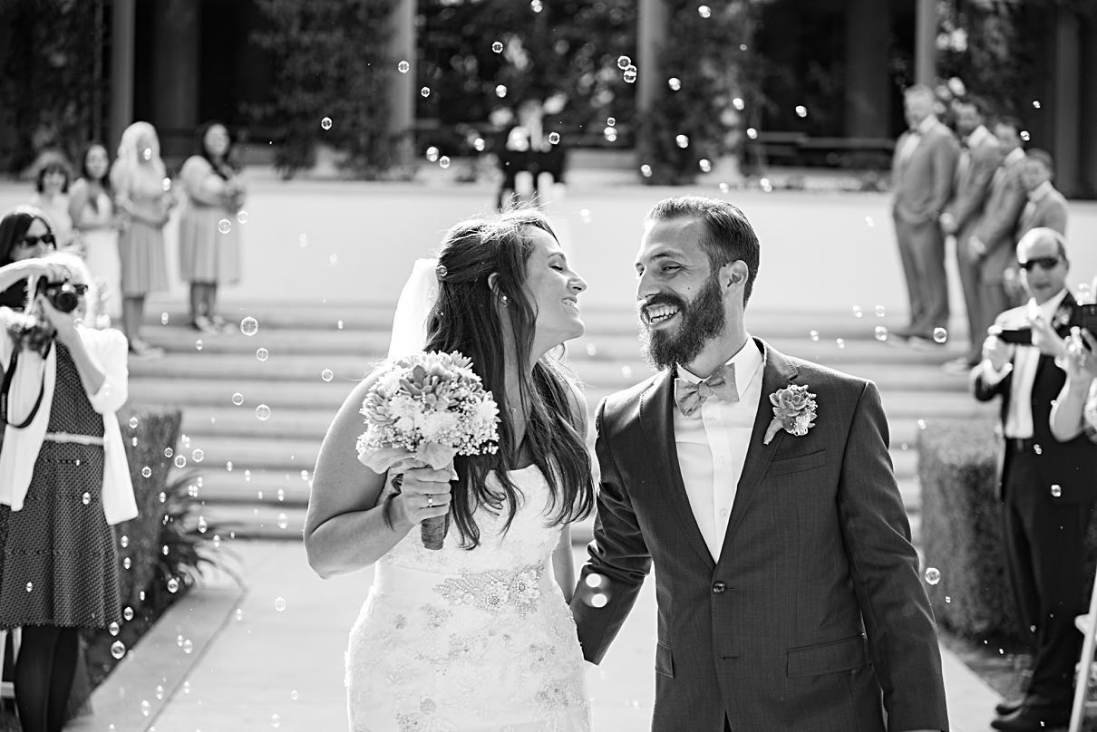 bubble exit wedding photo