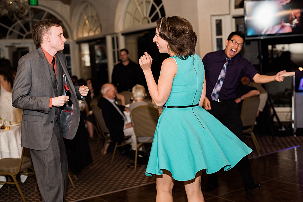 having fun at wedding reception