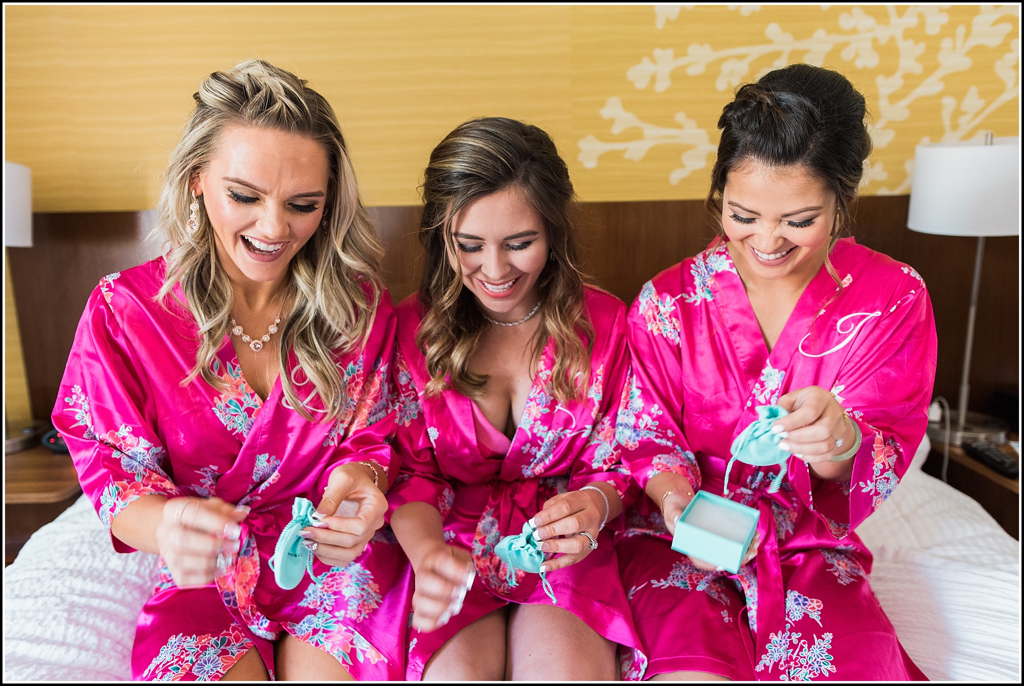  favorite wedding images 2016, wedding photos from 2016, our favorite wedding photos, bridesmaids, pink robes for bridesmaids