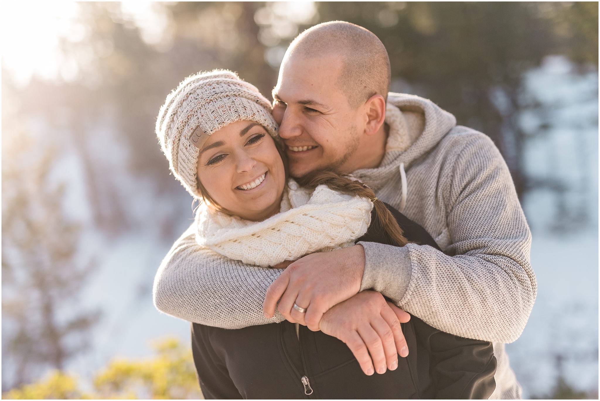 couple happy and in love in the snow