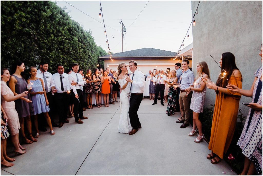 sparkler lit first dance at wedding reception