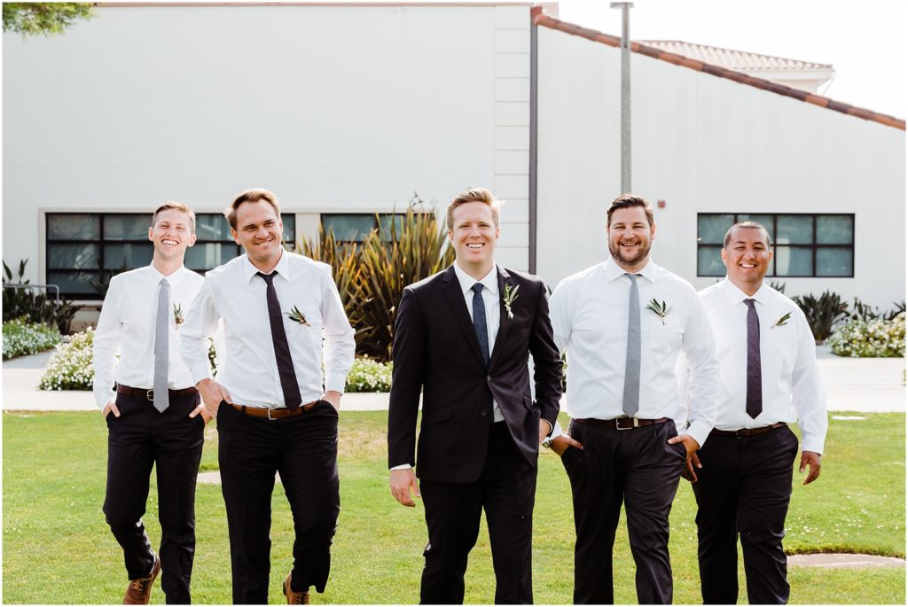 wedding party photos at long beach community college