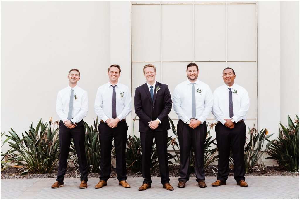wedding party photos at long beach community college