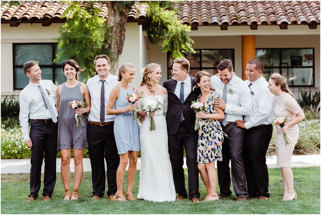 wedding party photos at long beach community college