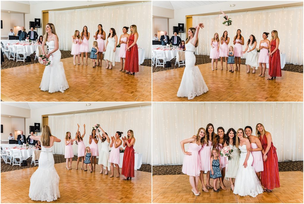 bridal bouquet toss at wedgewood ken caryl