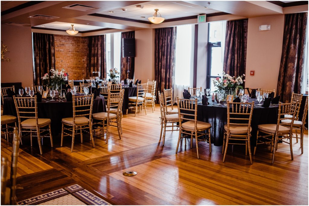 mining exchange brick ballroom wedding reception