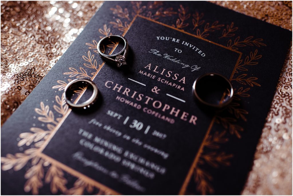 blue and gold wedding invites from minted