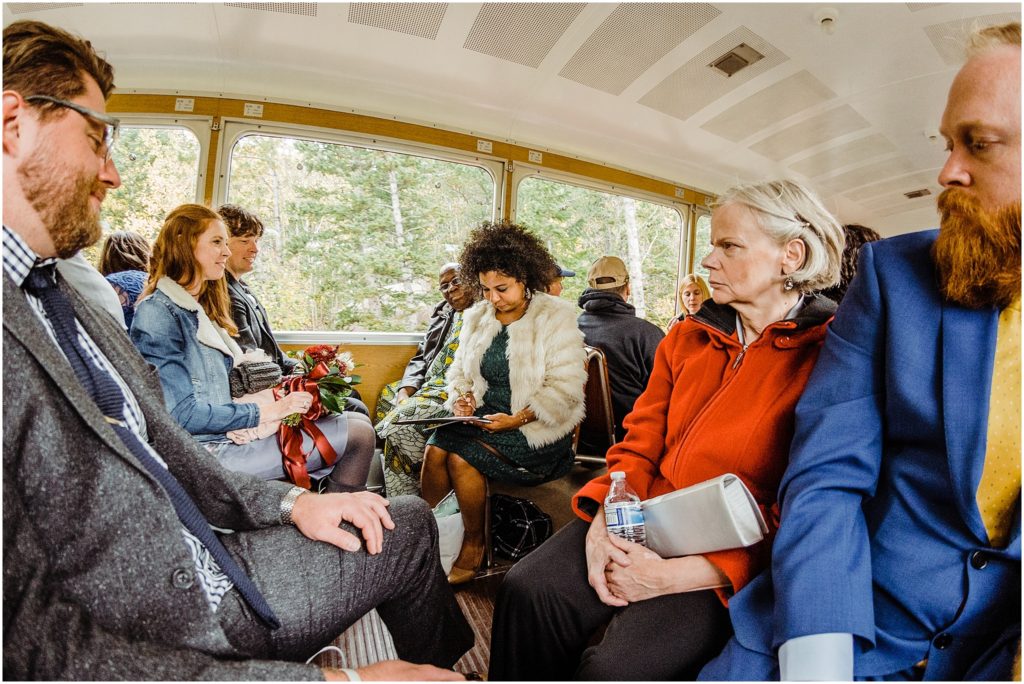 signing the marriage certificate on a train