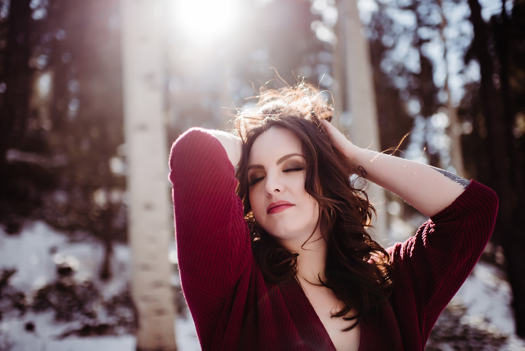 snowy outdoor mountain boudoir in colorado