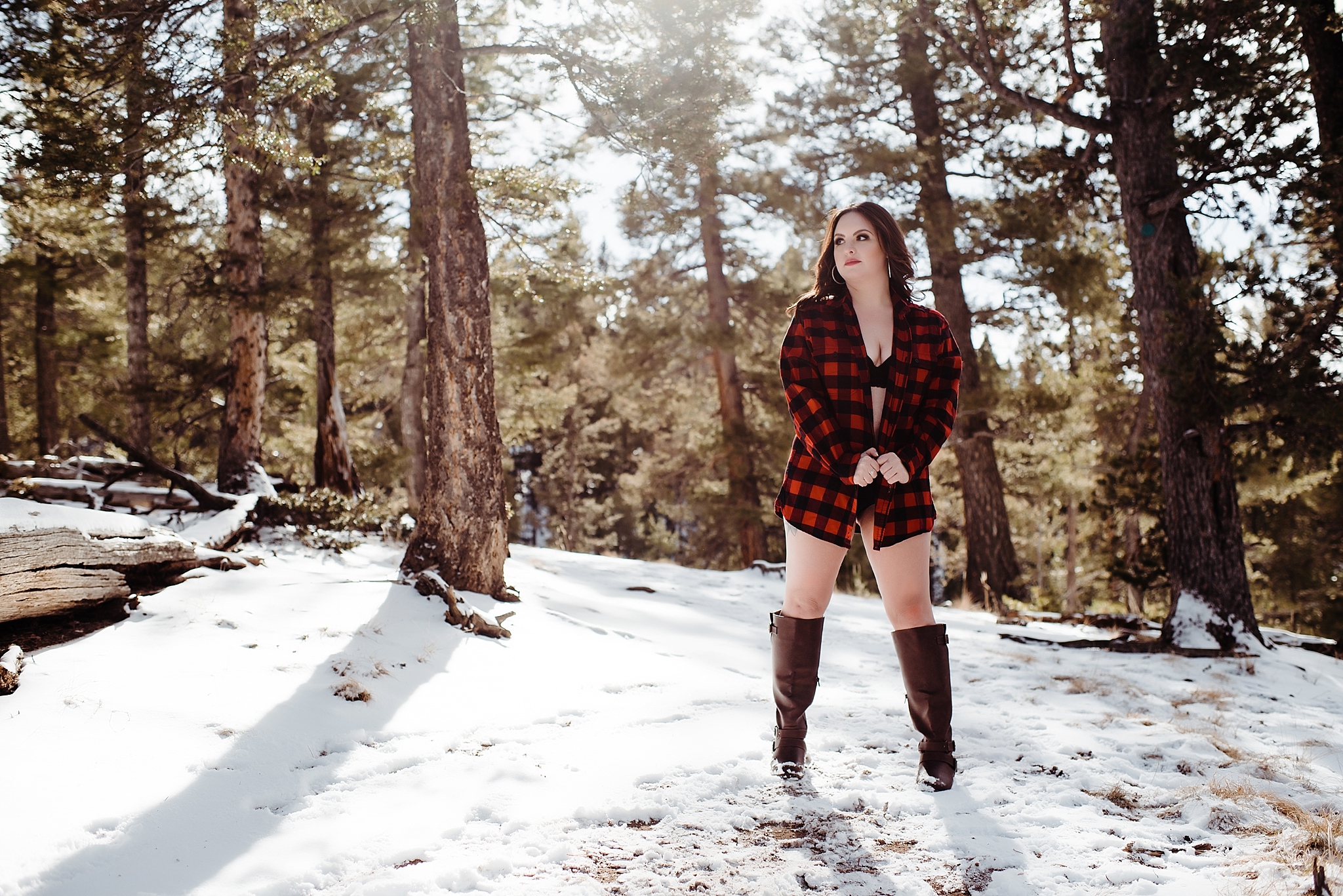 snowy outdoor mountain boudoir in colorado