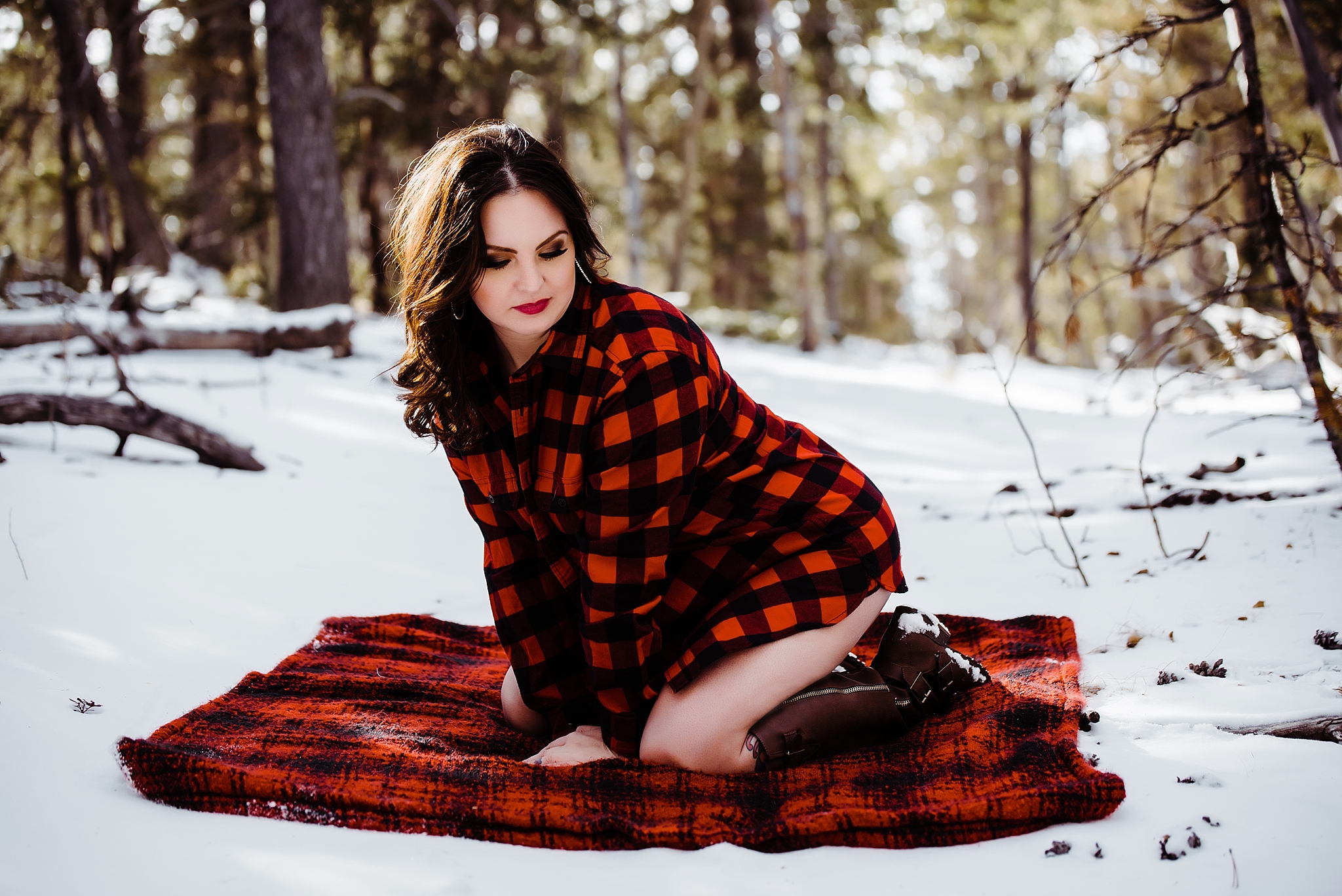 snowy outdoor mountain boudoir in colorado