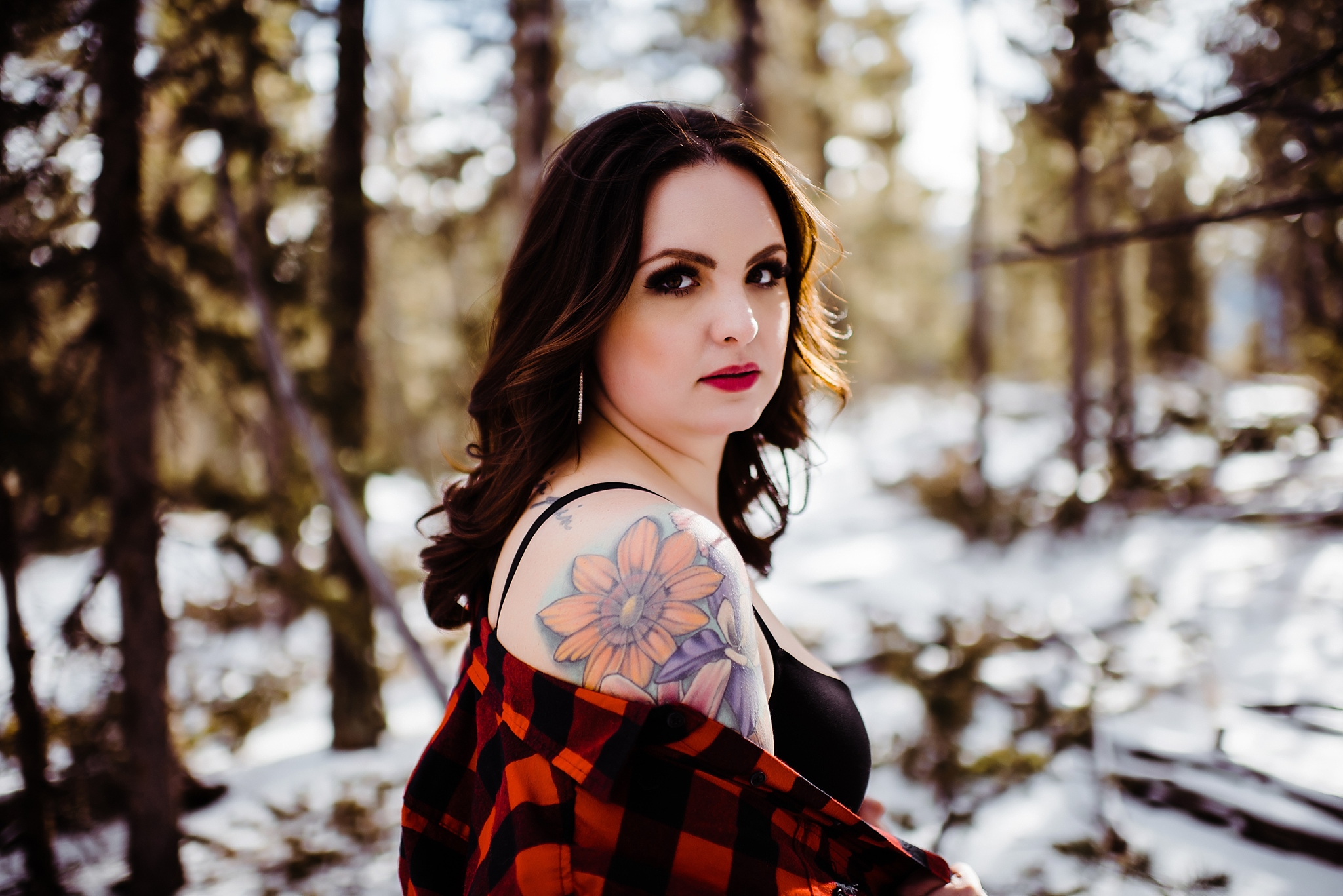 snowy outdoor mountain boudoir in colorado