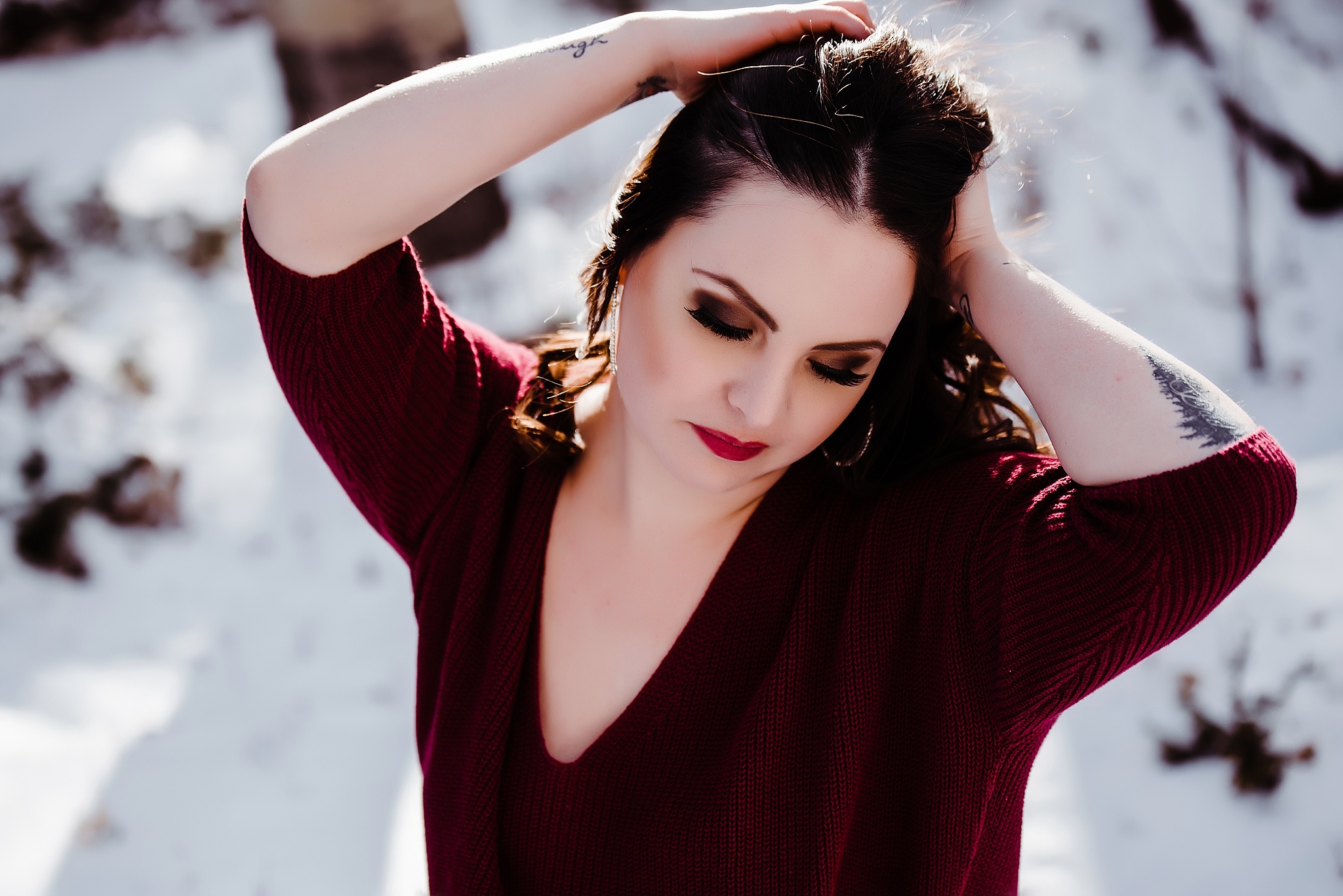 snowy outdoor mountain boudoir in colorado