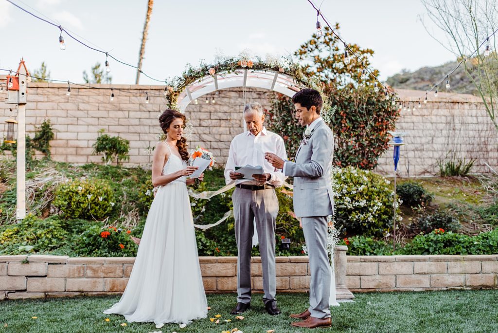 intimate backyard wedding ceremony