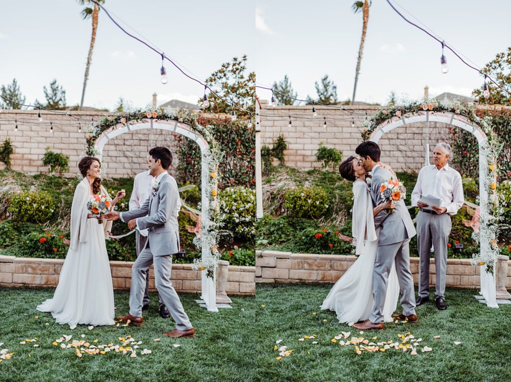 intimate backyard wedding ceremony