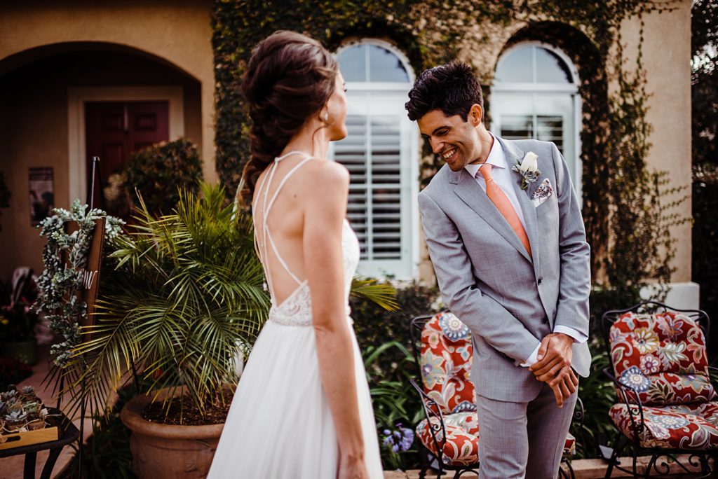 first look for a backyard wedding