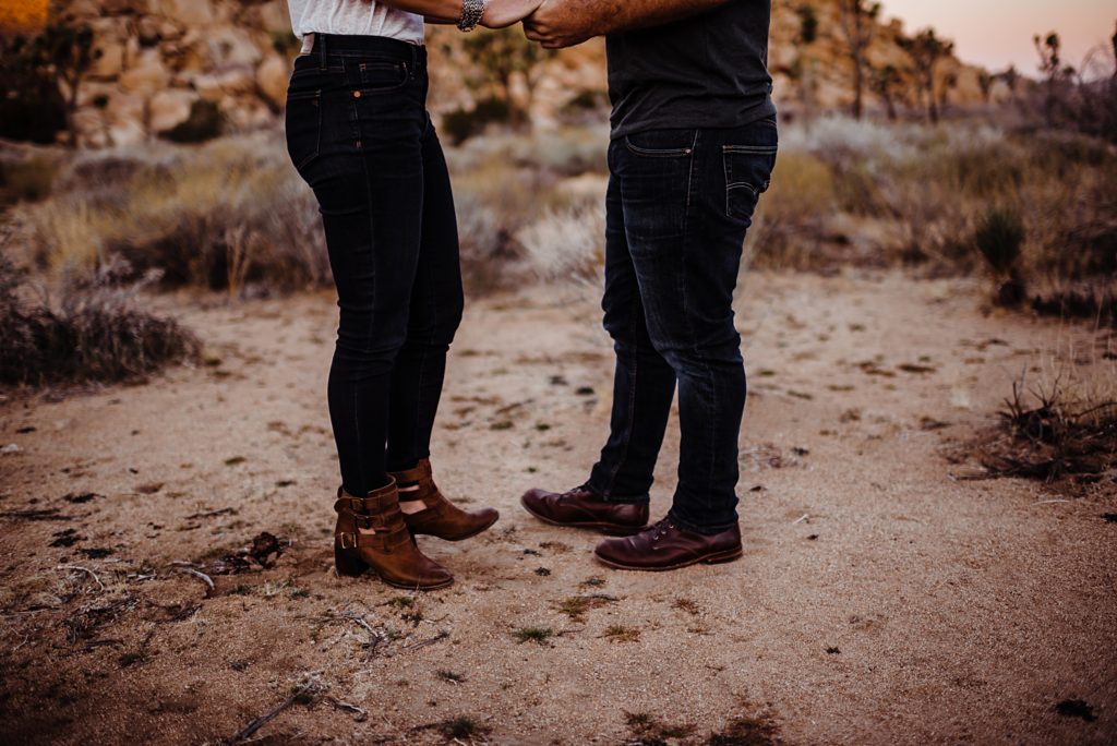sunrise engagement session in Joshua Tree