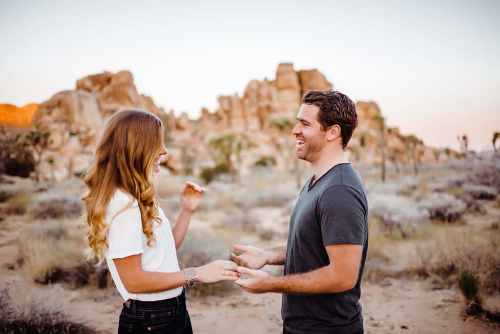 sunrise engagement session in Joshua Tree