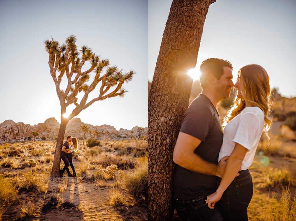 sunrise engagement session in Joshua Tree