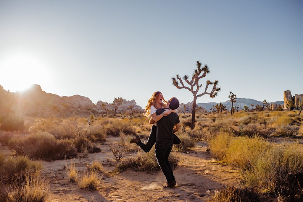 sunrise engagement session in Joshua Tree