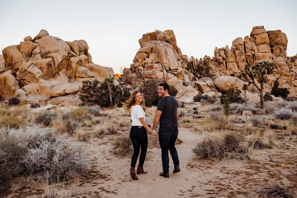 sunrise engagement session in Joshua Tree