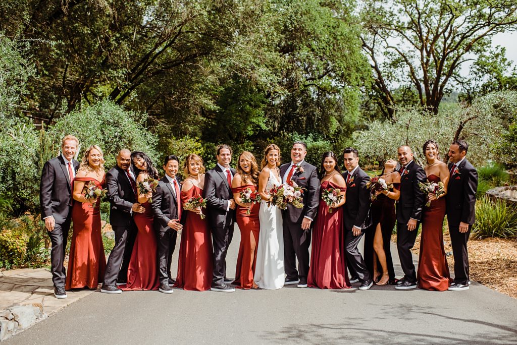 wedding party having fun