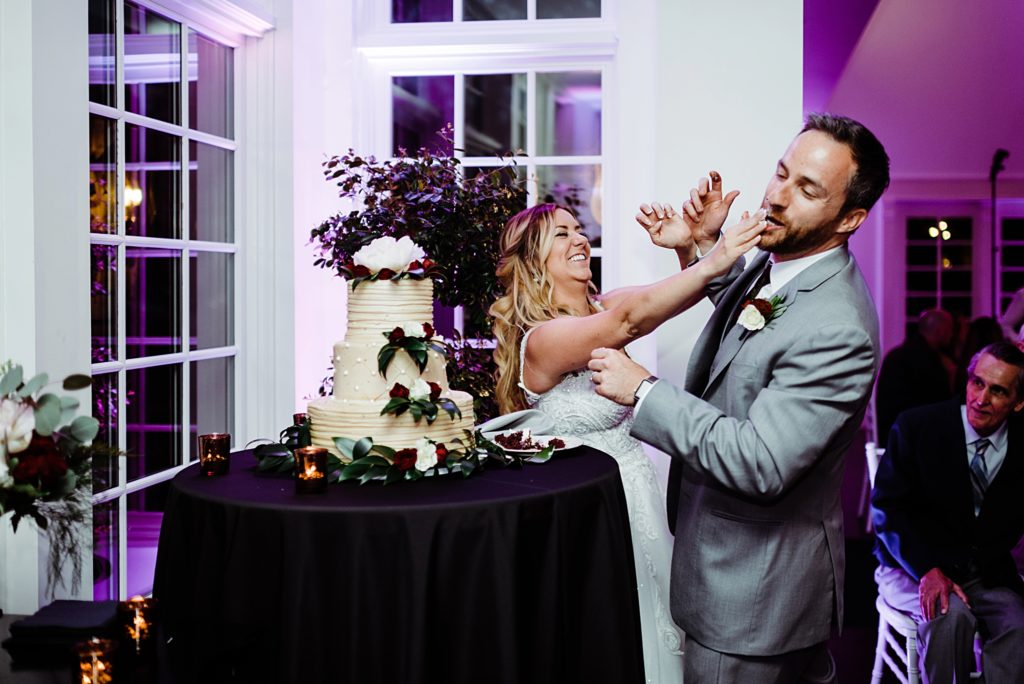 cake cutting at the manor house wedding