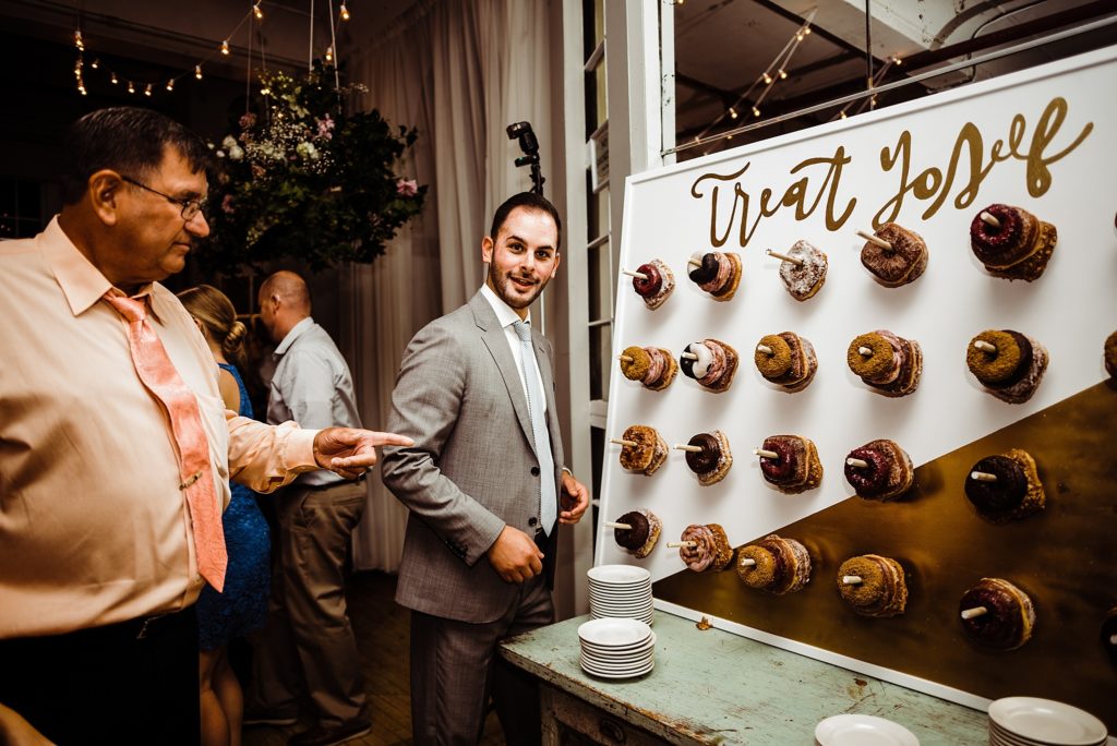 donut wall at a wedding