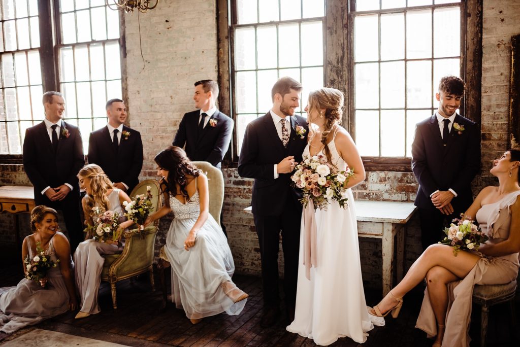 wedding party photos at the metropolitan building in long island city