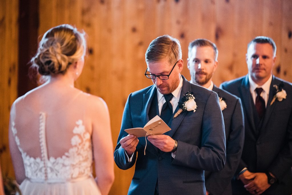 rustic lace barn wedding ceremony