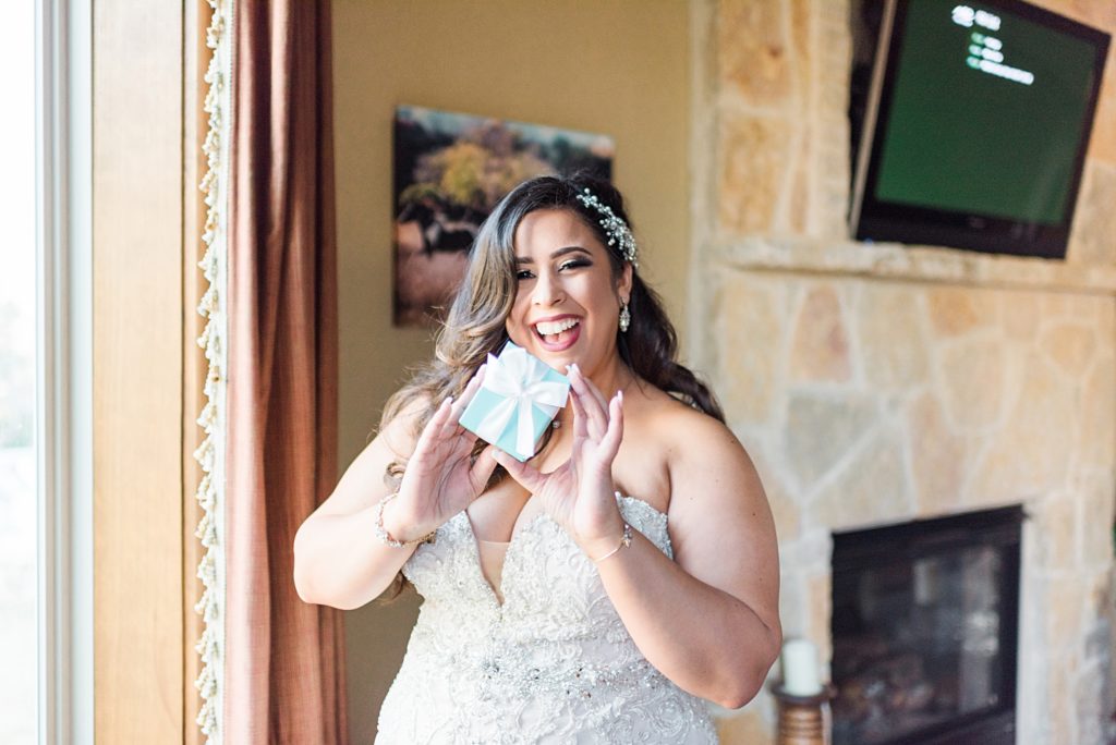 bride getting a tiffany's box