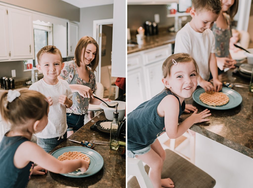 excited kids waiting for waffles