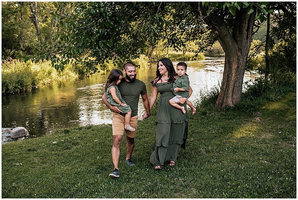 family of four walking together