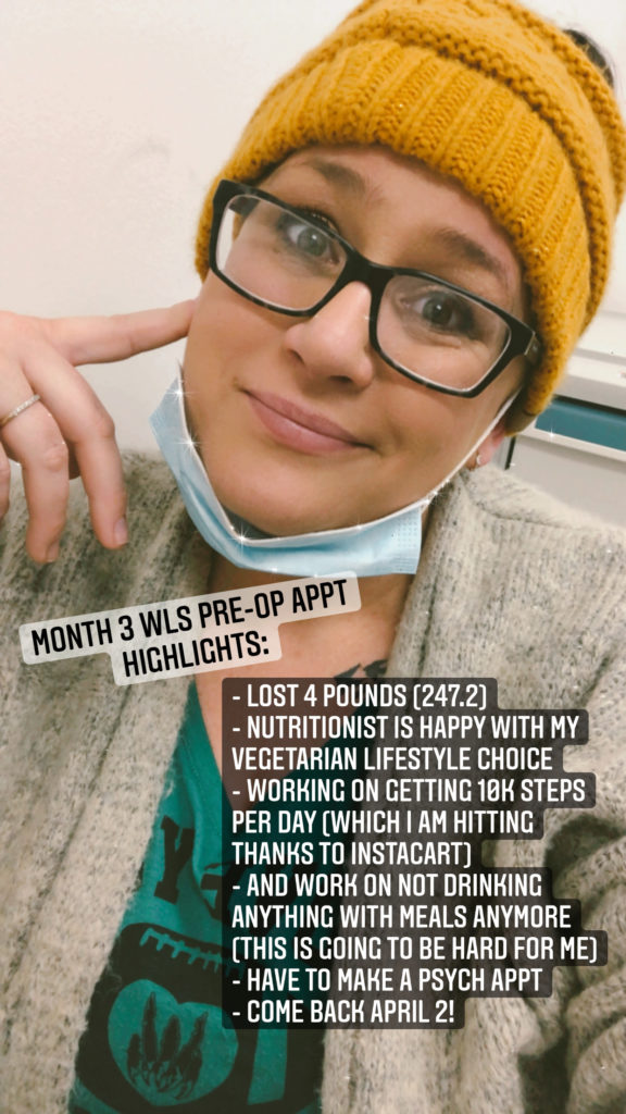 month 3 pre-op visit for weight loss surgery