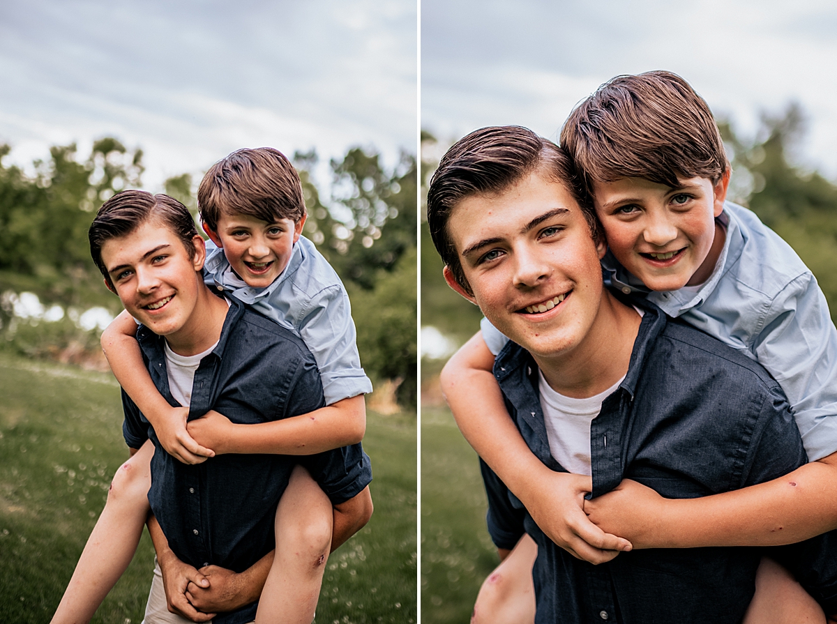 big brother giving little brother a piggyback ride