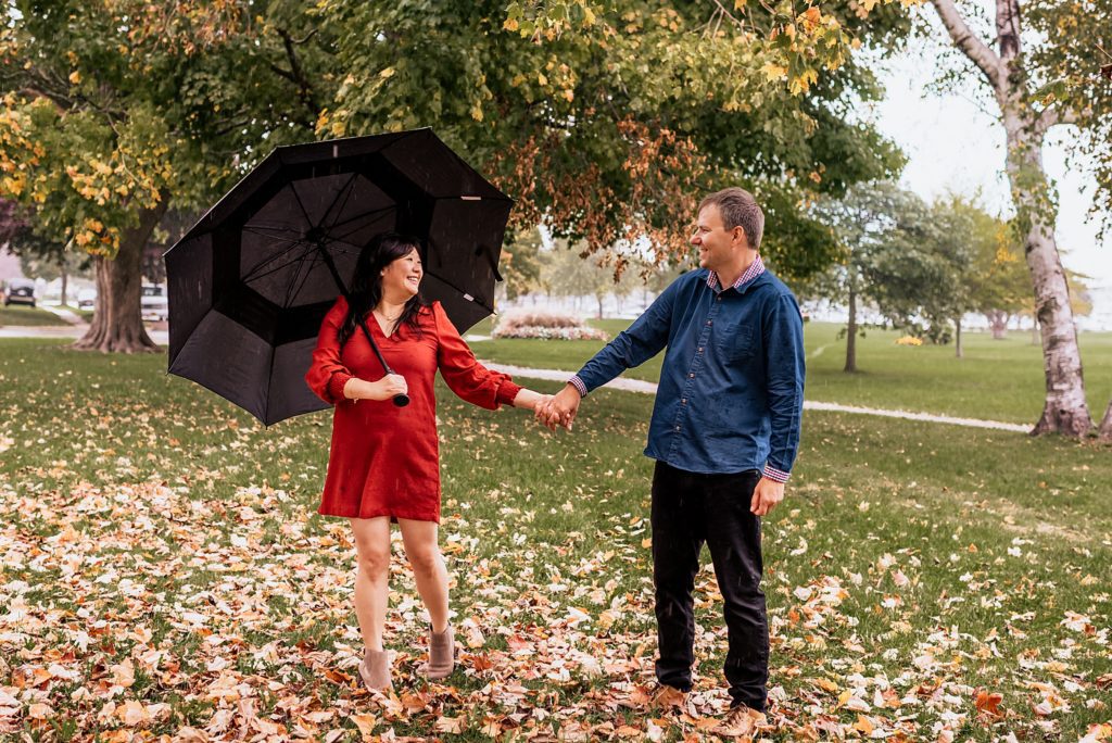 engagement session with umbrella