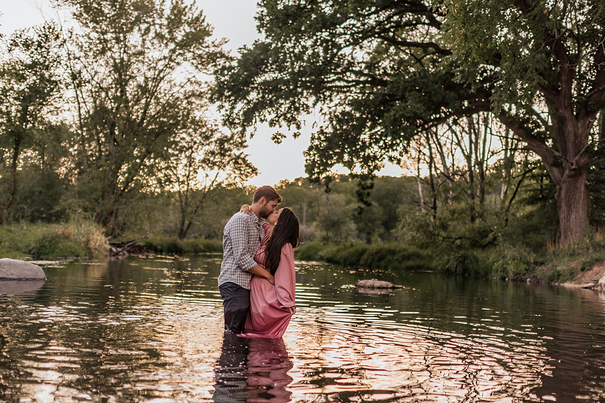 in the river engagement session at white river county park in lake geneva