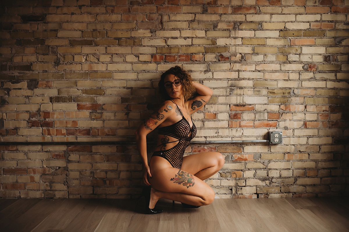 boudoir with mesh body suit