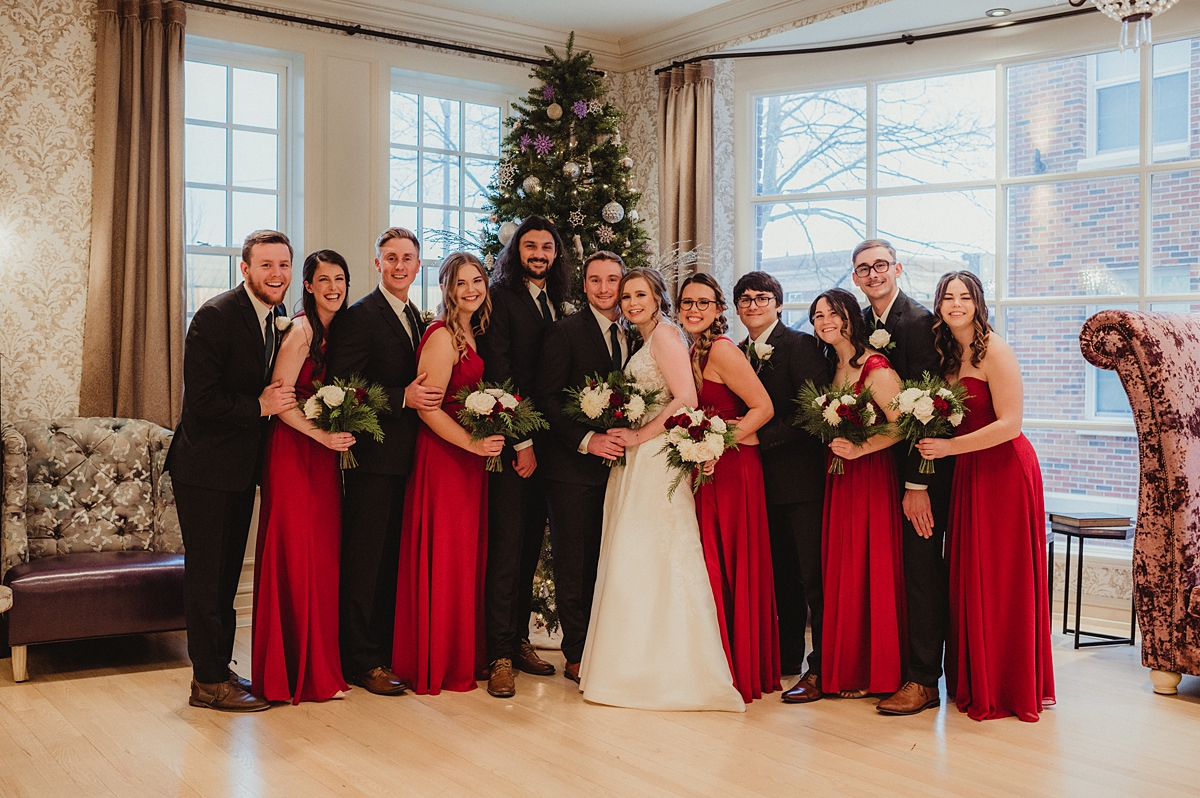 large wedding party group photos indoor wedding