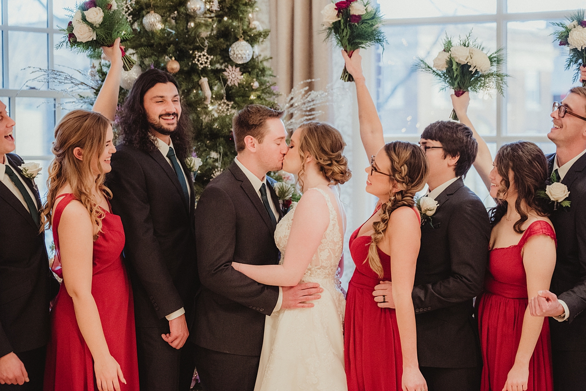 large wedding party group photos indoor wedding