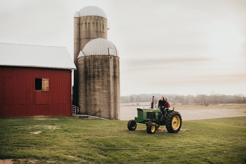 family farm engagement session in burlington wisconsin
