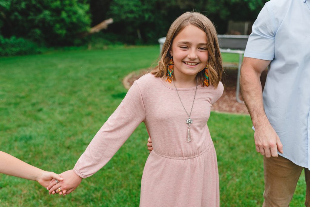 backyard family session with a trampoline