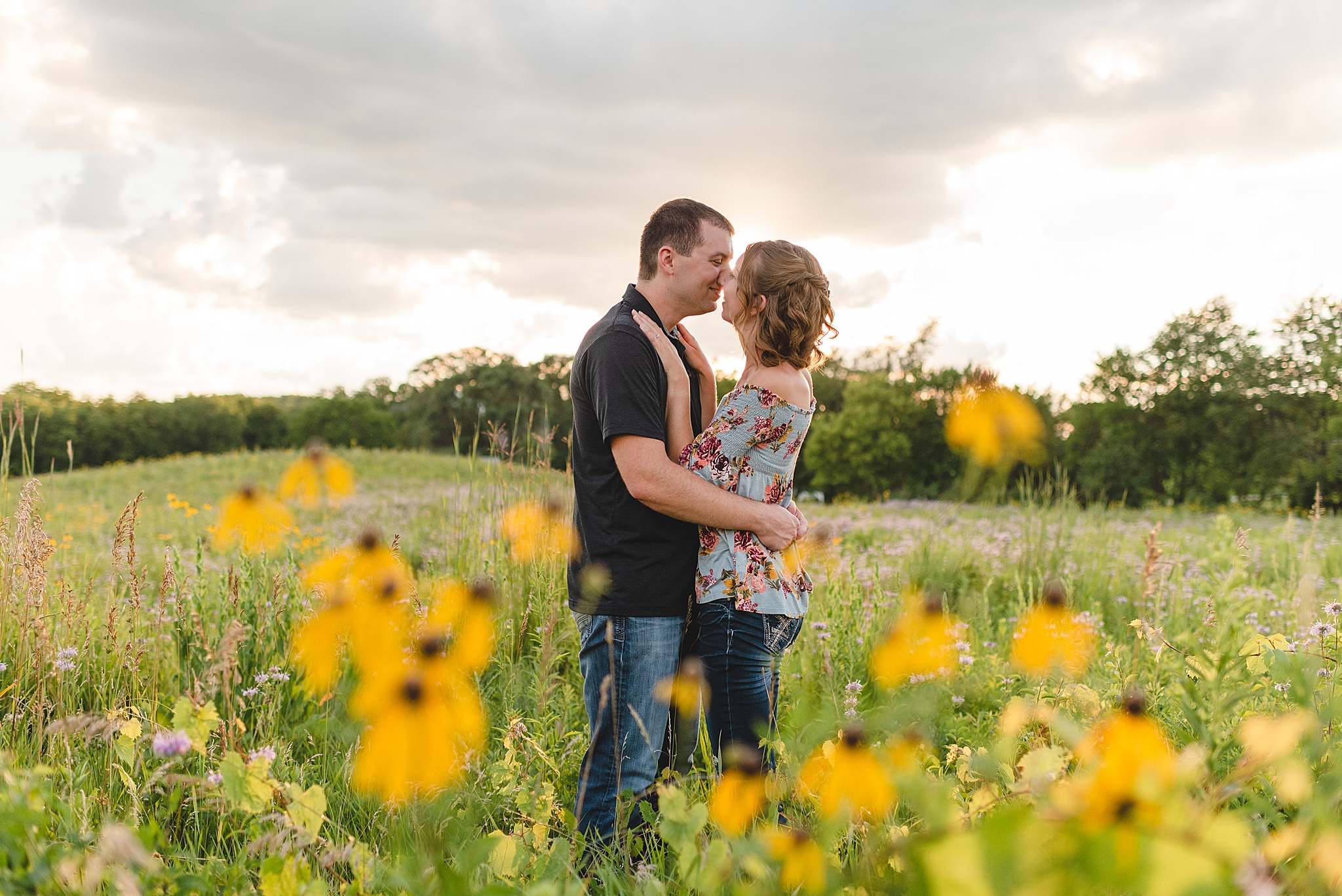 wisconsin engagement session with wildflower fields